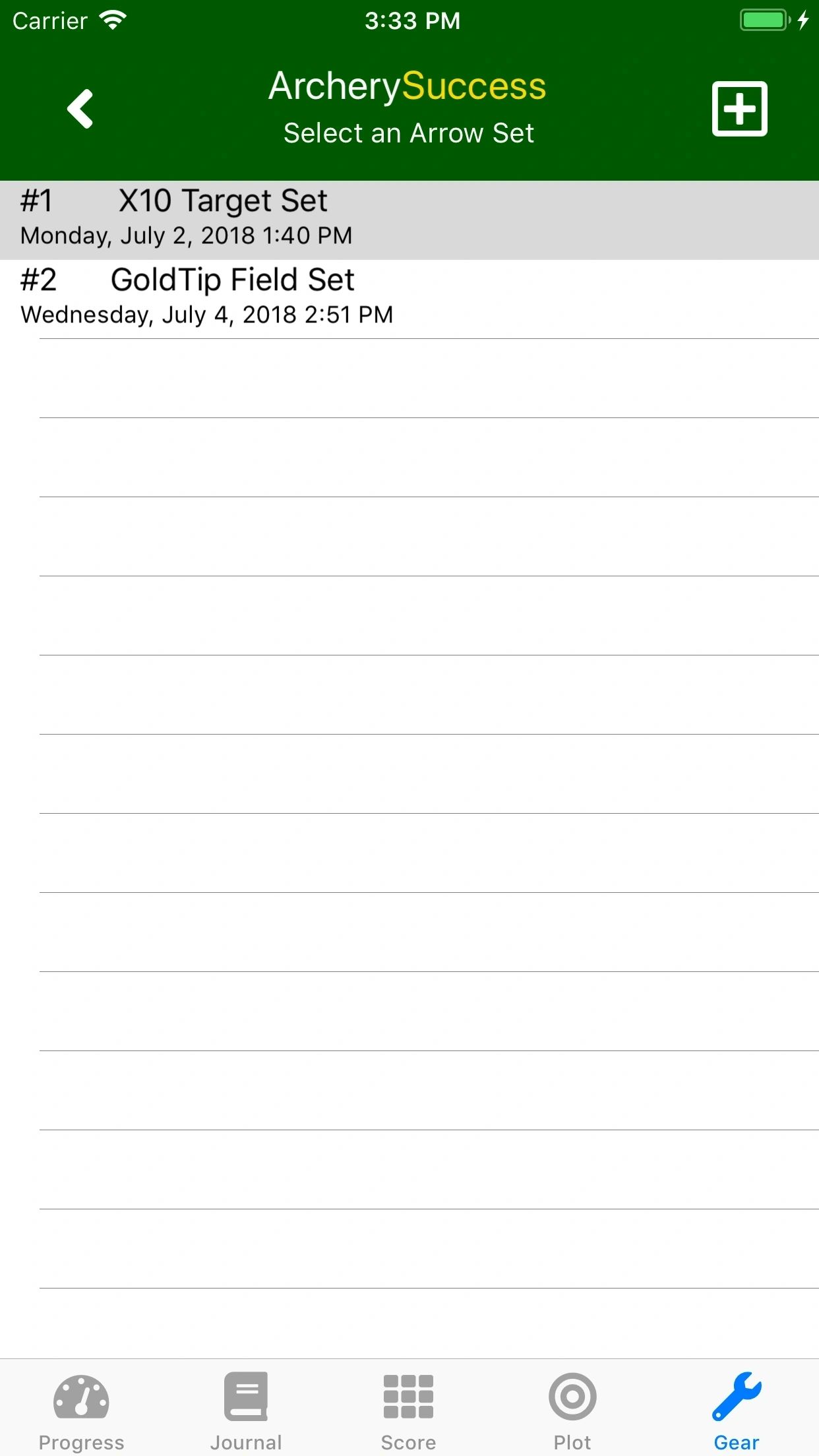 Select Arrow Set Screen