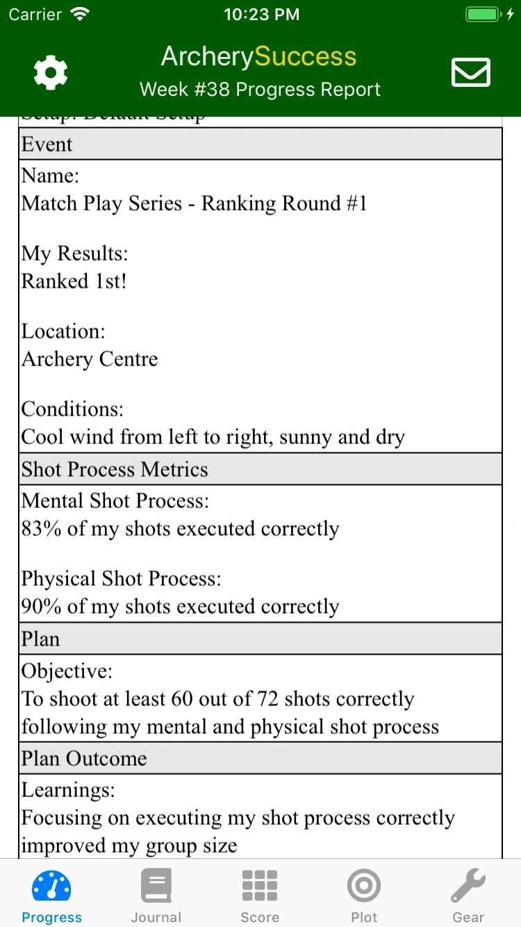 Progress Screen - Event Details
