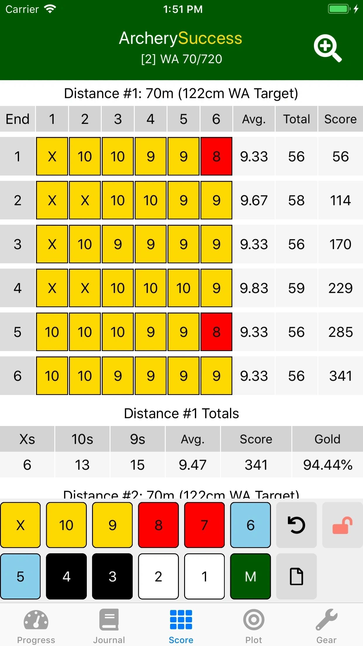ArcherySuccess Scoring Screen