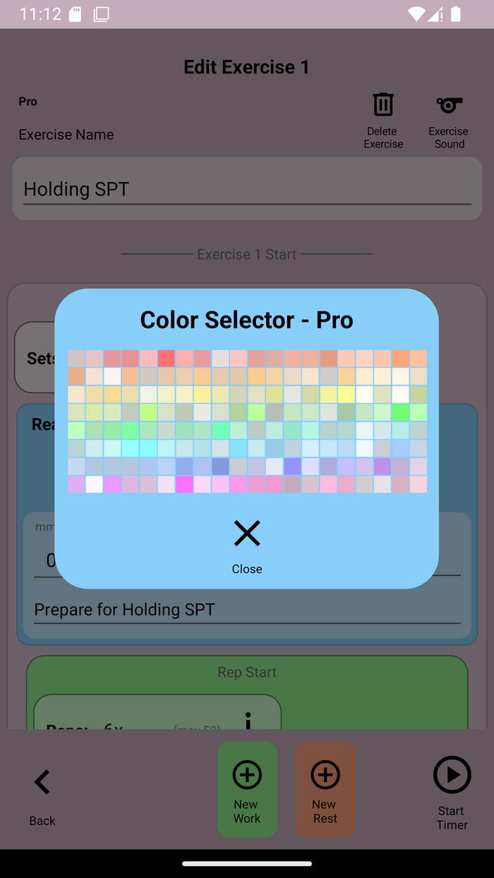 Edit timer exercise color