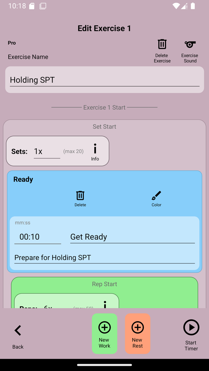 Edit timer exercises