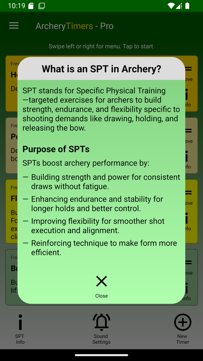 What is SPT explanation screen