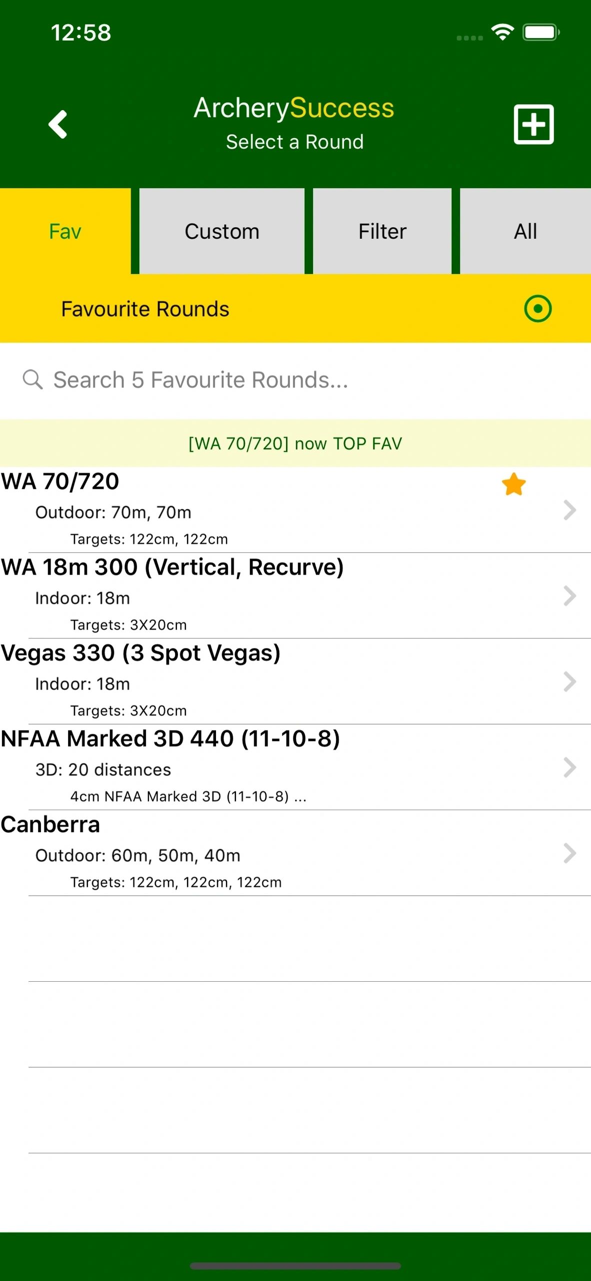 Create a list of your⭐Favourite rounds❗