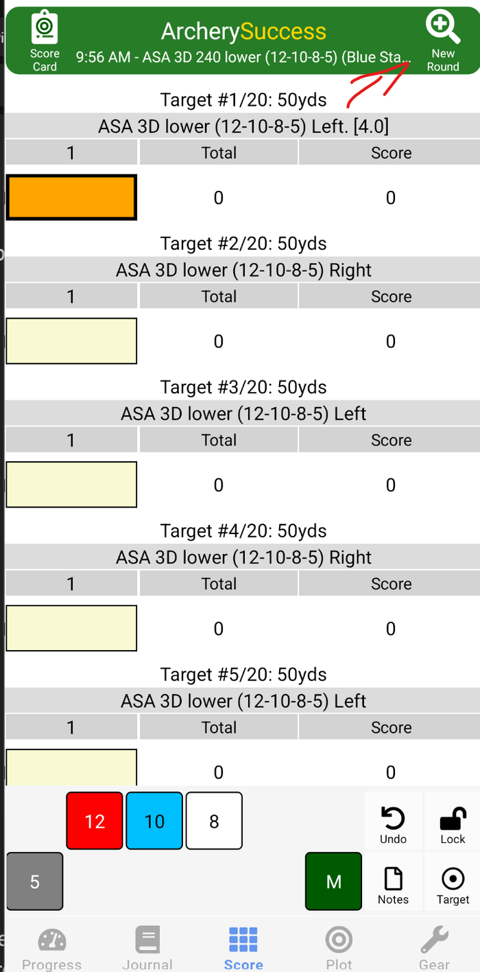 New Round button on the Score and Plot pages, top right