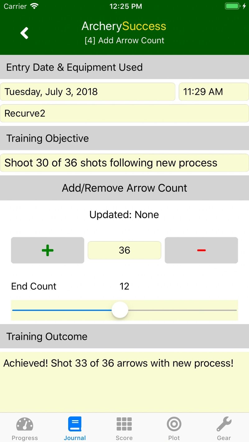 Add Arrow Count screen