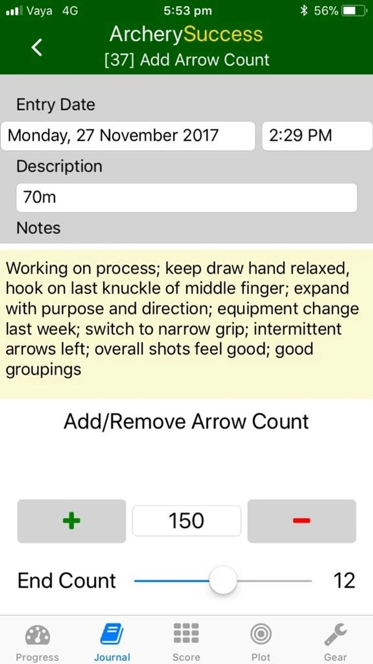 Add Arrow Count screen