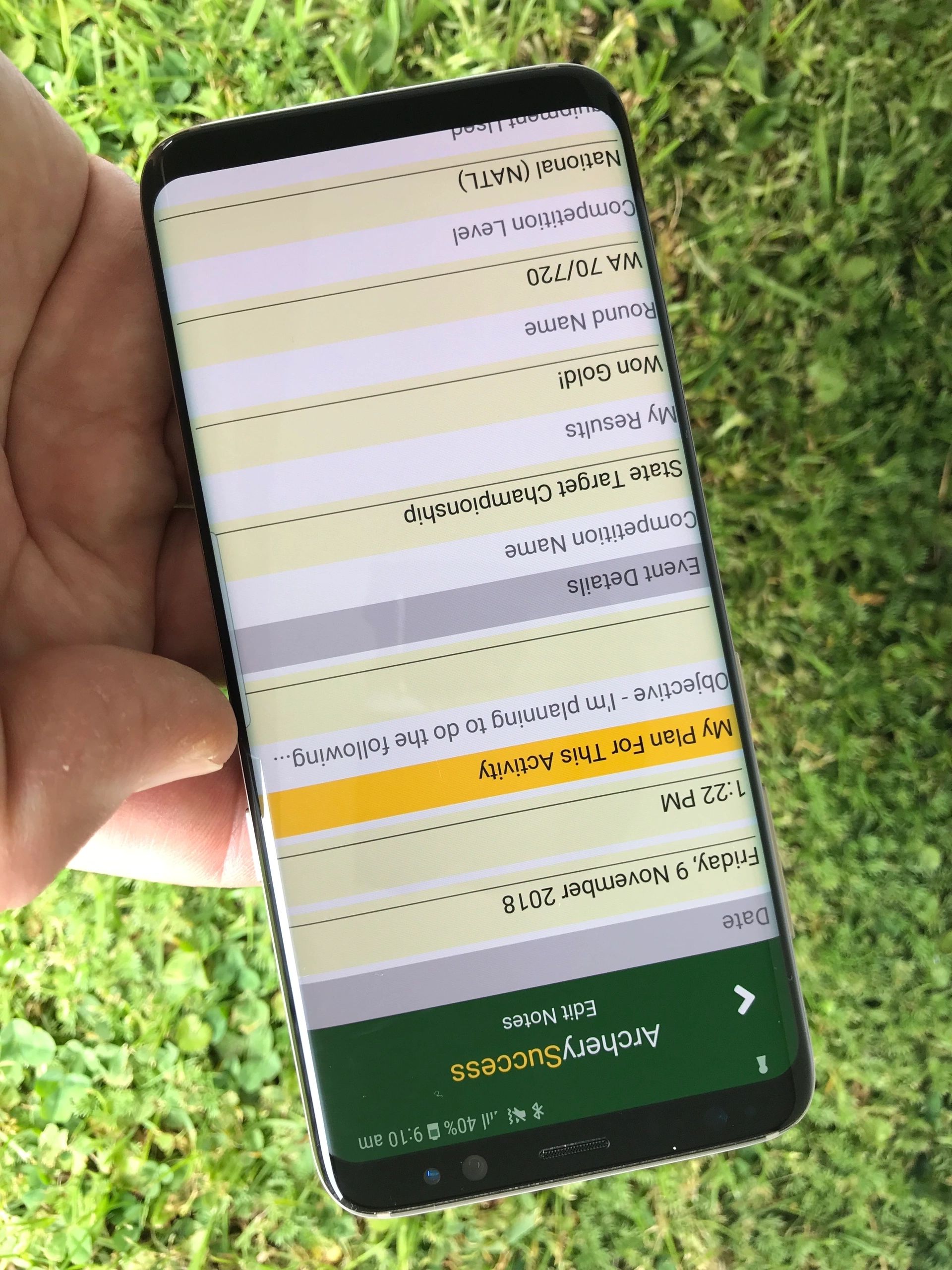 Training journal screen
